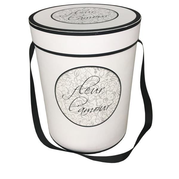 Small Low Height Round Flower Box Handmade White Design Colored Cap Top