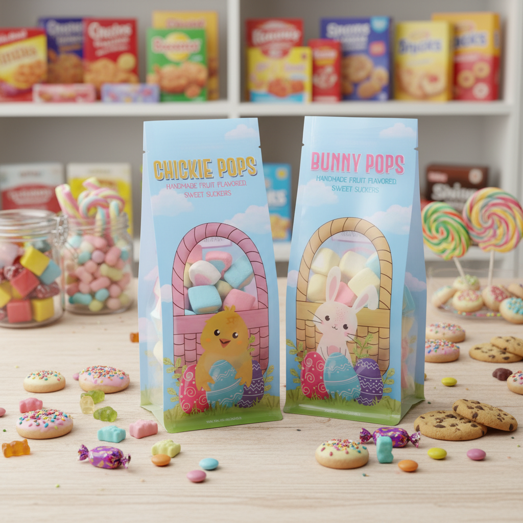 Personalized Custom-Shaped Food Grade Candy Bags-Re-sealable Recyclable Transparent Stand-Up Packaging Pouches Pattern