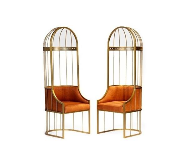 Leisure Golden Stainless Steel frame Cage Arm Chair King Throne chair
