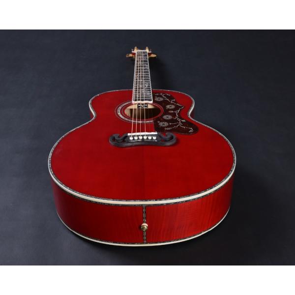 Customized acoustic guitar, 43 inch Jumbo guitar, Quilt Vine Viper red, Guitarra acustica