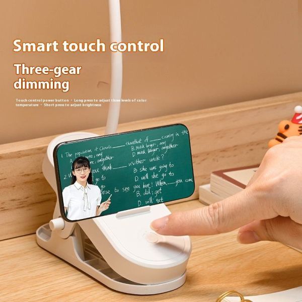Modern Touch Table Lamps with Flexible Clip Dimming Desk Lamp-Battery Powered for Reading & Study Decorative Clamps
