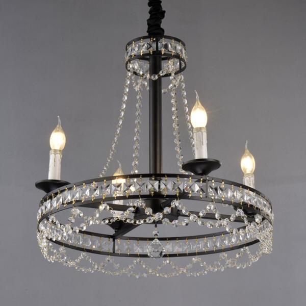 E14/E12 Black iron candle chandelier with K9 crystal (WH-CI-78)