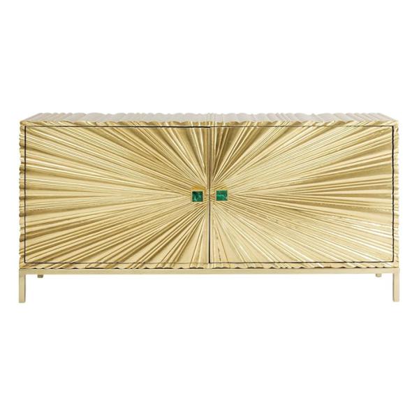 Low Wooden Mirrored Living Room Sideboard TV Stand