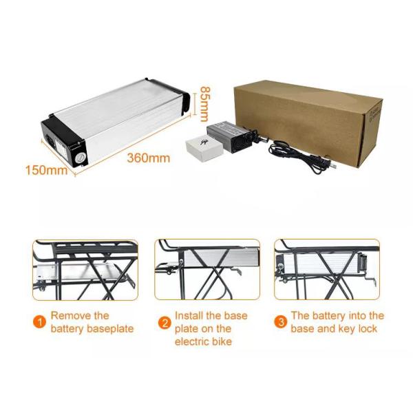 48 Вт 250 Вт 500 Вт Электрический велосипед Батарея В Раме Серебряный Задний Стеллаж Перезаряжаемый