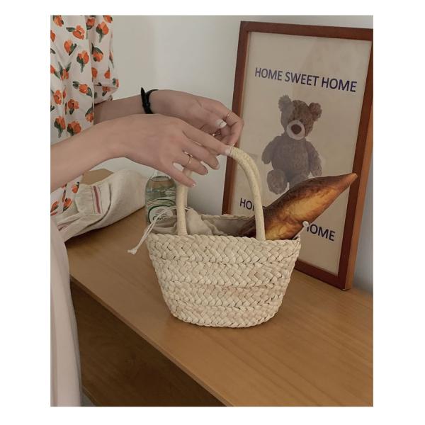 Handled Style Fashion Women's Large Capacity Beach Straw Handbag Woven Knitted Crochet Tote Polyester