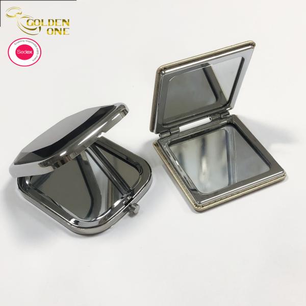 Hot Sale Portable Round Folded Compact Mirrors Rose Gold Silver Plated Pocket Making Up Mirror for Gift