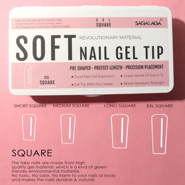 Full Cover Almond Shaped Artificial Soft Gel Nail Extension Tips 500pc Empty Nail Tips Box Nature Press on Nails French Tip