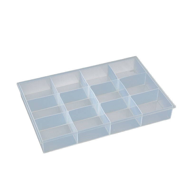 Direct Modern 12-Grids Transparent PP Storage Box Bead Jewelry Display Case with Fixed Cover Injection Technics