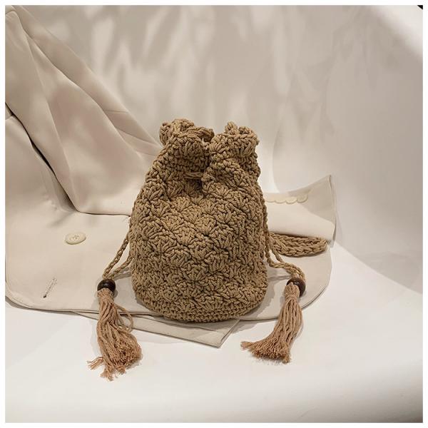 Hot Sale Women Hollow Out Crochet Knit Summer Handbags Straw Woven Portable Raffia Beach Holiday Tote Bag Raffia Paper Rope Crochet Straw Bag for Seaside Vacation Trips Shopping and Shopping