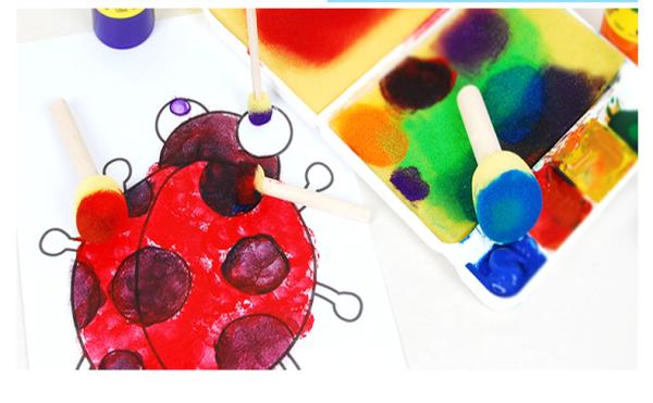 Kids DIY Hobby Acrylic Watercolor Painting Art Craft Plastic Handle Foam Paint Roller mini Sponge stamp roller brush