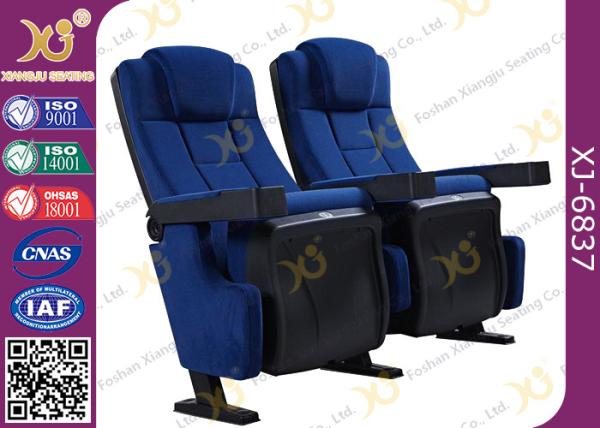 Molded PU Foam Gravity Fold Up Theatre Seating Chairs Fabric Cover With Push Back