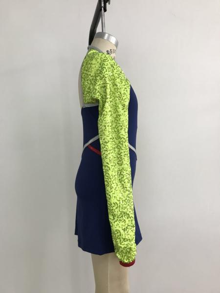 Exotic Dancer Outfits Green + Blue Color Ice Silk Material Ce Certification