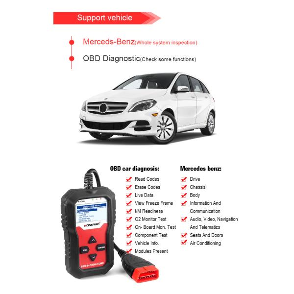 Full System ABS OBD2 Car Diagnostic Scanner Konnwei KW360 For Mercedes Benz