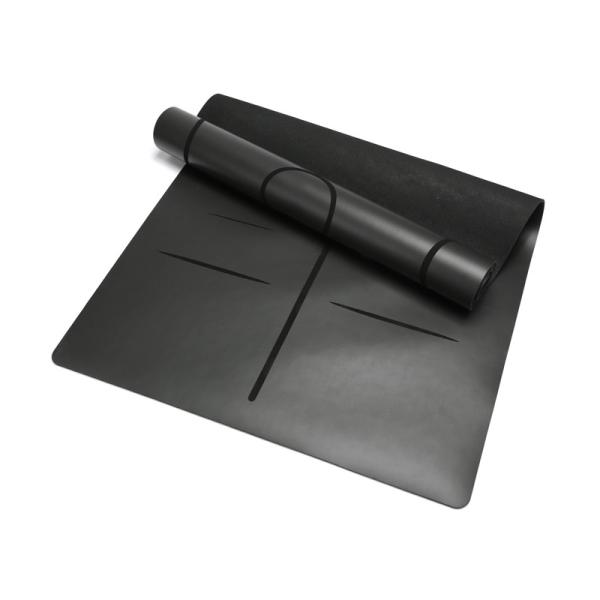 Custom Design Embosed Laser Printed Natural Rubber Black PU Yoga Mats with yoga wheel