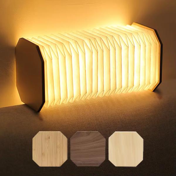 5W LED Night Camping Accordion Light Wooden Lamp Flexible ODM