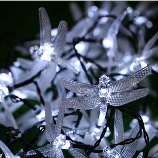 Outdoor Dragonfly Solar LED Christmas Lights String 6M 30 LED For Festival Party