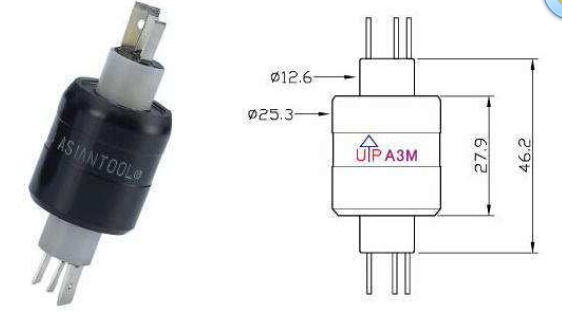 3 Pole 30A HF signal miniature Mercury Slip Ring A3H ethernet slip ring