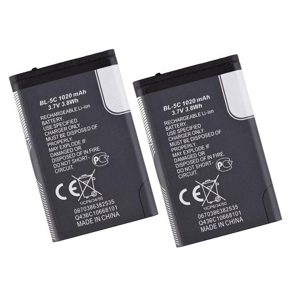 BL-5C Liion Mobile Phone Rechargeable Batteries for Nokia 6600 6230 3650 E50 N70 1100 6268 E70 3.7V 1020mAh