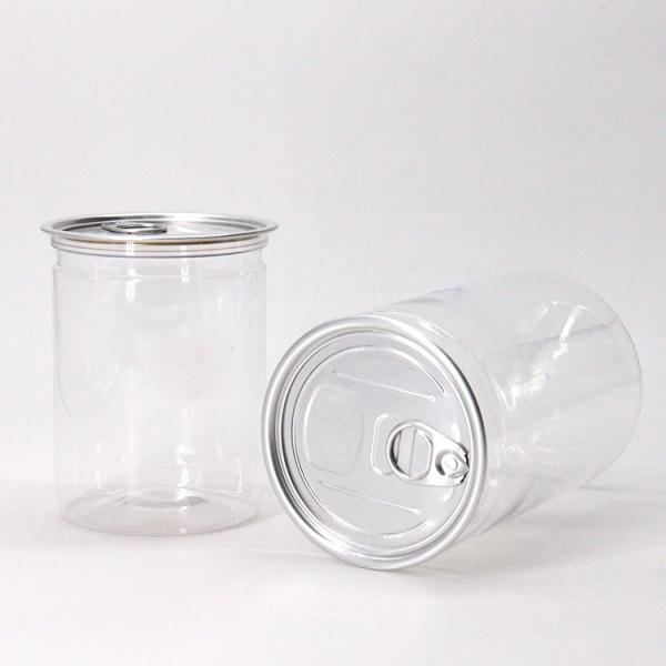 Transparent Pet Plastic Round Jars With Aluminum Alloy Sealed Cap Custom 500ml Plastic Jars of Peanuts or Grains