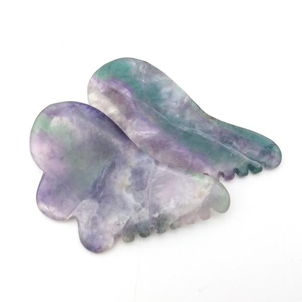 Natural Rainbow Fluorite with Colorful Gua Sha Scraping Massage Tools 95*55mm