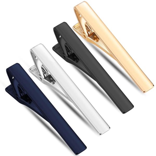 Colores Regular Clampada de corbata de boda de negocios corbata pin clip oro plata corbata clips para hombres