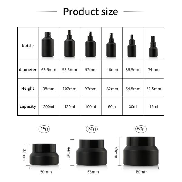 El espray de cristal negro de empaquetado cosmético embotella 15ml 30ml 125ml