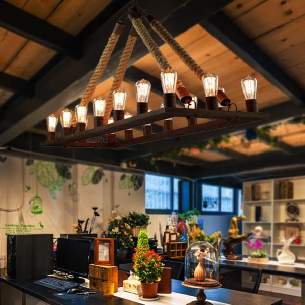 Vintage Jute rope pendant light For Farmhouse Kitchen Dining room Lighting (WH-GP-13)