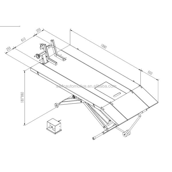 AA4C 450kg 1000lb Aeronáutica de 48 pulgadas de ancho ATV Mesa de elevación de motocicletas con extensiones laterales