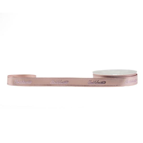 Raised Brand On Pink Satin Ribbon , Chocolate Wrapping Rolled Poly Satin Ribbon