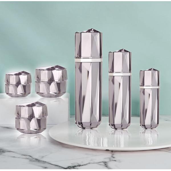 Custom Diamond Luxury Cosmetic Acrylic Bottle Container For Skincare