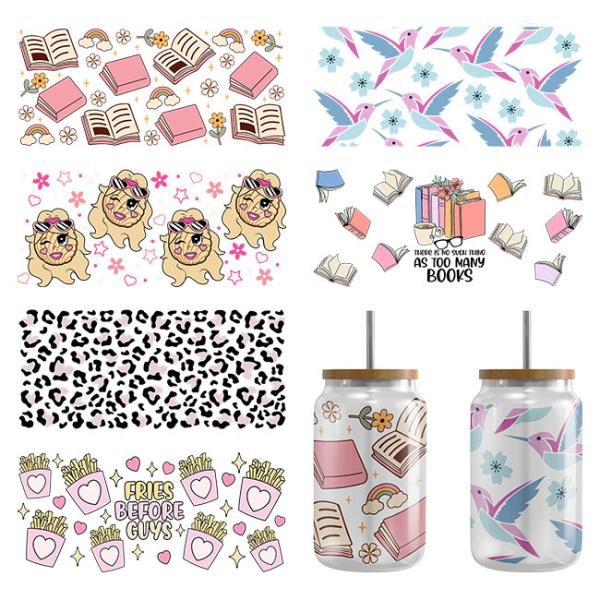 Self Adhesive Christmas UV DTF Cup Wraps DTF Glass Sticker 16oz