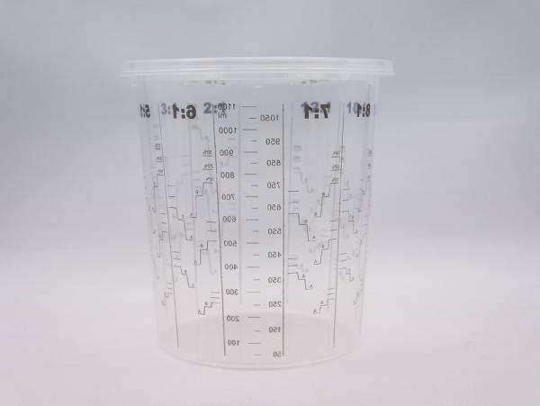 1300 ml Disposable Mixing cup Auto Plastic Single Use plastic pots measuring printed cup calibrated-up cup