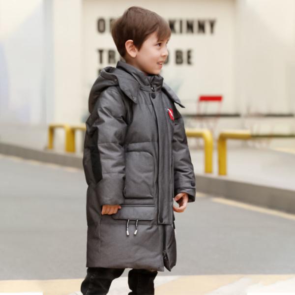 Bilemi Camel Solid Color Boys Parkas Fashion Warm Long Down Jacket Kids Winter Coats