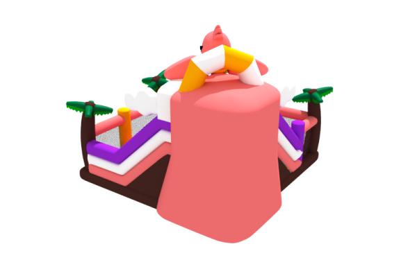 New Flamingo Beach Theme Colorful Inflatable Fun City Coconut Palms Inflatable Bounce with Slide Commercial Inflatable