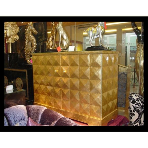 Golden Carved Wooden Chest Cabinet