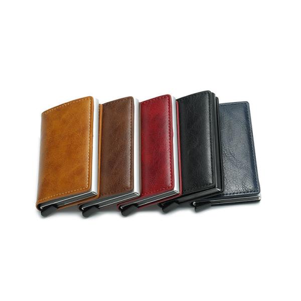Customized Color Pop Up PU Leather Metal Wallet Blocking Automatic Aluminium Credit Card Holder Custom
