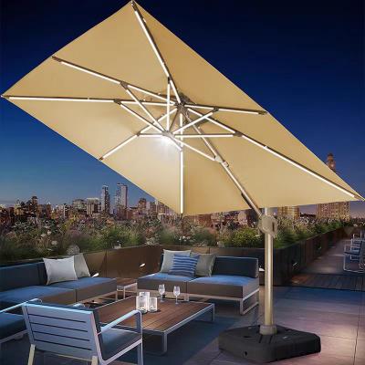 Parapluie de patio en extérieur avec cadre en aluminium de couleur personnalisée et tissu résistant à l'eau