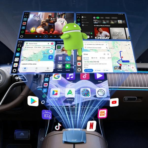 TBox CarPlay Ultra 8+256G Wireless Carplay Adapter Android Auto Box Compatible Carplay AI Box for Netflix Google