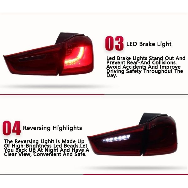 Demillon Taillight Assembly Modification Led Driving Light Brake Light Rear Taillight 2011-2018 for Mitsubishi ASX