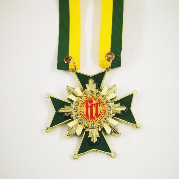 FCC Diecast Zinc Alloy Carnival Medal Gold Plated Back With Stamp And Sticker
