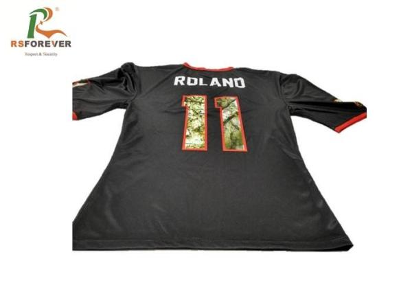 Black Custom Team Sportswear Dri Fit Football Jerseys Breathable Gold Printing