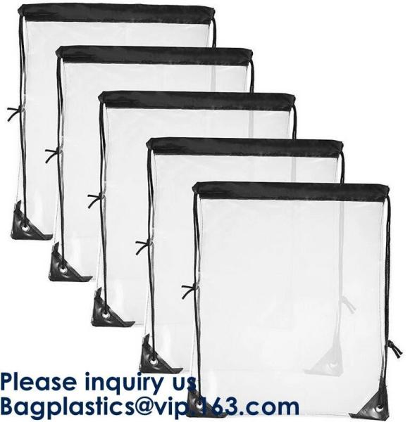 Custom Made PVC Transparent Drawstring Bag For Sports Cloth,Sport Promotional Clear Pvc Beach Shoe Bag Clear Drawstring