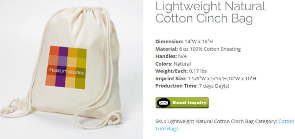 Natural Cotton Shopper, Lightweight Natural Cotton Cinch Bag, Lightweight Colored Cotton Tote, Colored Cotton Cinch Bag