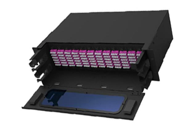 144 Fibers 19 Inch 1U MPO MTP Patch Panels Aqua Blue Optical Fiber Patch Panel