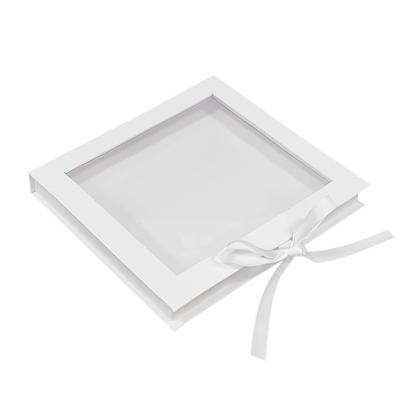 Square Cardboard Display Box Recycled Magnetic Closure Gift Box With Clear Window