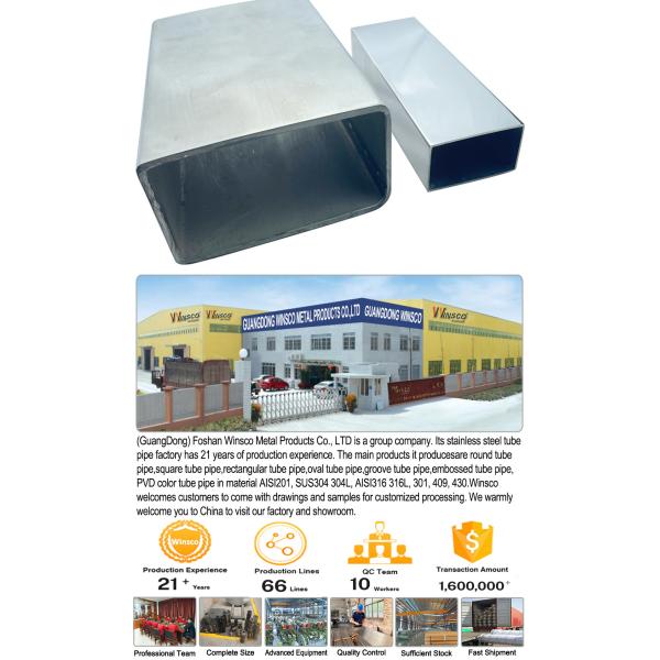 50mmx150mm Big Size Thick Wall Inox Metal Tube ASTM A554 201 304 316 Grade Stainless Steel Rectangular Pipe