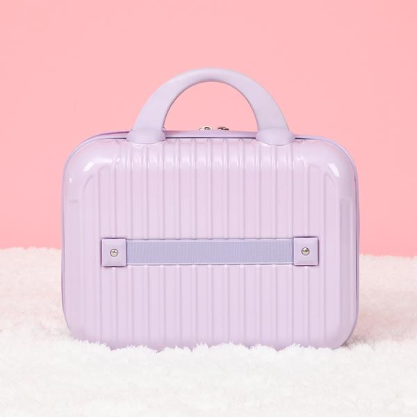 14 Inch Portable Hard Shell Cosmetic Travel Case, Crush-Proof ABS Portable Cosmetic Case Suitcase Mini Travel Hand Luggage with Elastic Strap, Cosmetic Suitcase for Train Camping, Black color