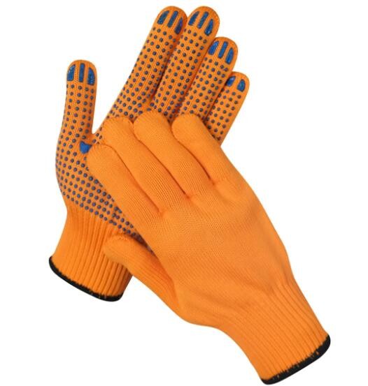 Hi Vis Orange Cotton Gloves 7 Gauge / 10 Gauge PVC Dot Gloves