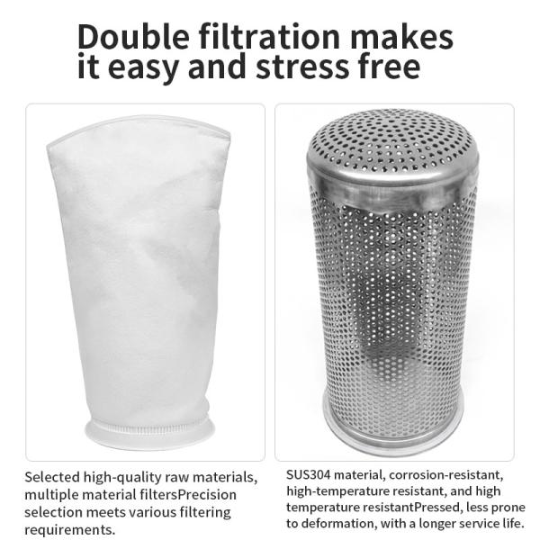 Filtro de agua de acero inoxidable industrial 304 Sistema de tratamiento de agua de doble filtración