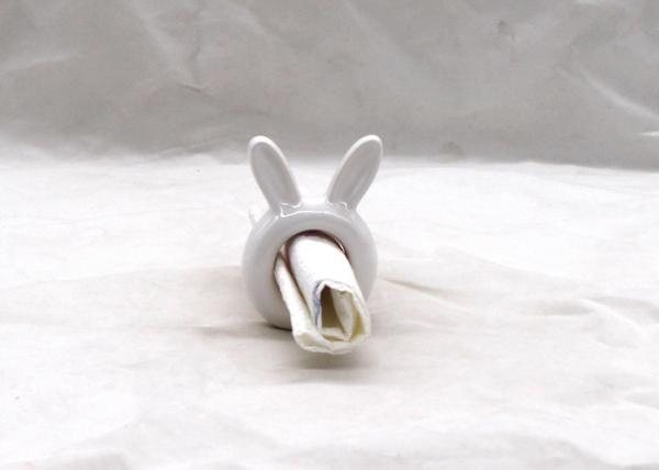 Color Customized Ceramic Napkin Holder Animal Design Ceramic Napkin Ring Set
